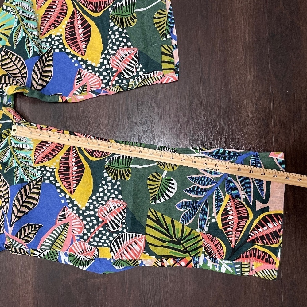 100% Linen Cynthia Rowley Tropical/Floral Summer Wide Leg Pants - Size Small - Picture 4 of 8